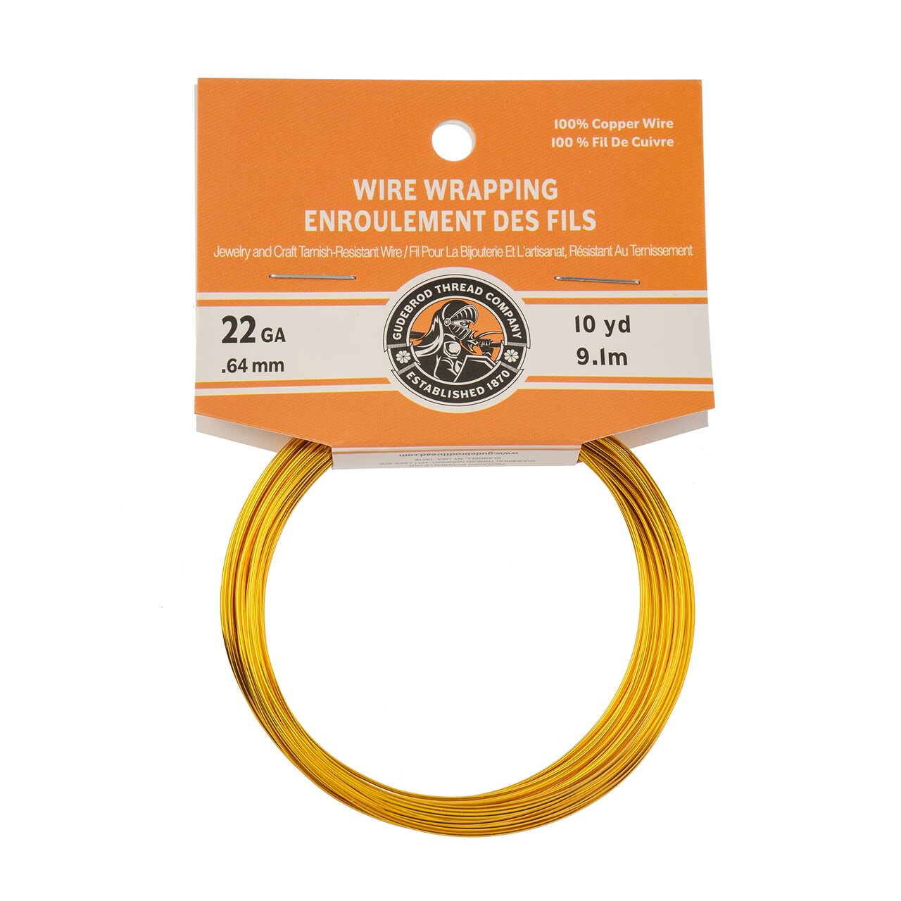 Gudebrod 22 Gauge Non-Tarnish Colored Copper Wire, 30ft. | Made in USA